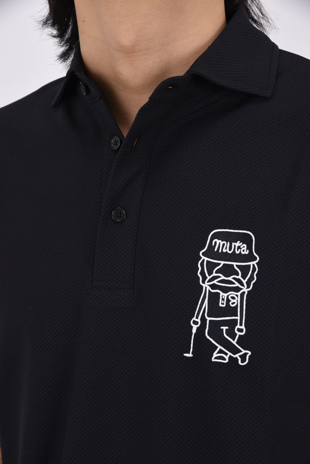 【26SS】 BLISTER KNIT JACQUARD POLO SHIRT / ブリスターニット ジェントル刺繍ワッペン ポロシャツ (ブラック)