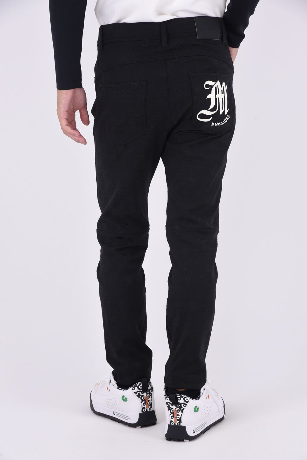 ESSENCE 4WAY STRECH PANTS / ジャガード ファイブポケット パンツ (ブラック)