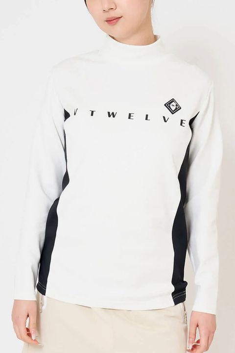 【26AW】【レディース】 OHSL MOCK / モノトーン バイカラー ロングスリーブ モックネックTシャツ (ホワイト)