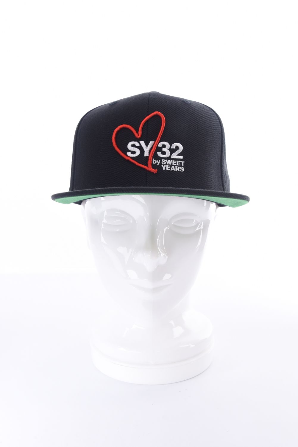 【26SS】 HEART MIX LOGO SNAPBACK CAP / ブランドロゴ刺繍 スナップバック フラットキャップ (ブラック)