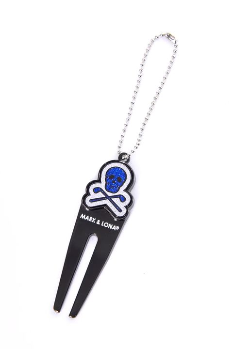 【プレゼント好適品】 IRON SKULL MARKER FORK / アイアンスカルロゴ ゴルフマーカー付き グリーンフォーク (ブラック)
