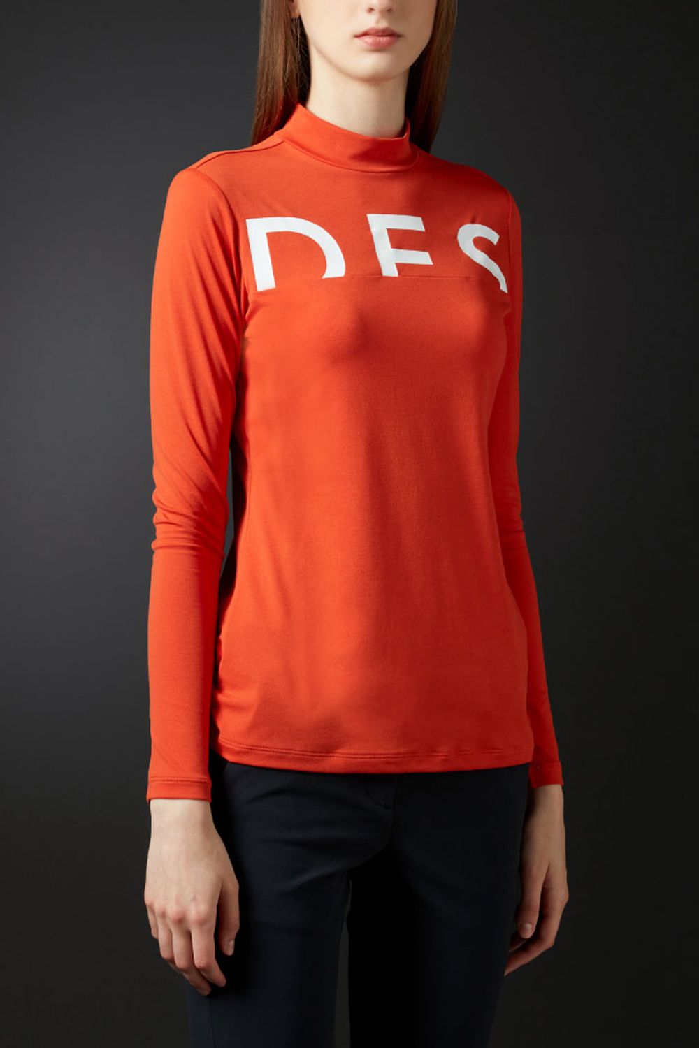 DESCENTE GOLFストレッチ ブラカップ付き モックネックシャツ DESCENTE GOLF - 【レディース】 ソフトストレッチ ロゴプリント