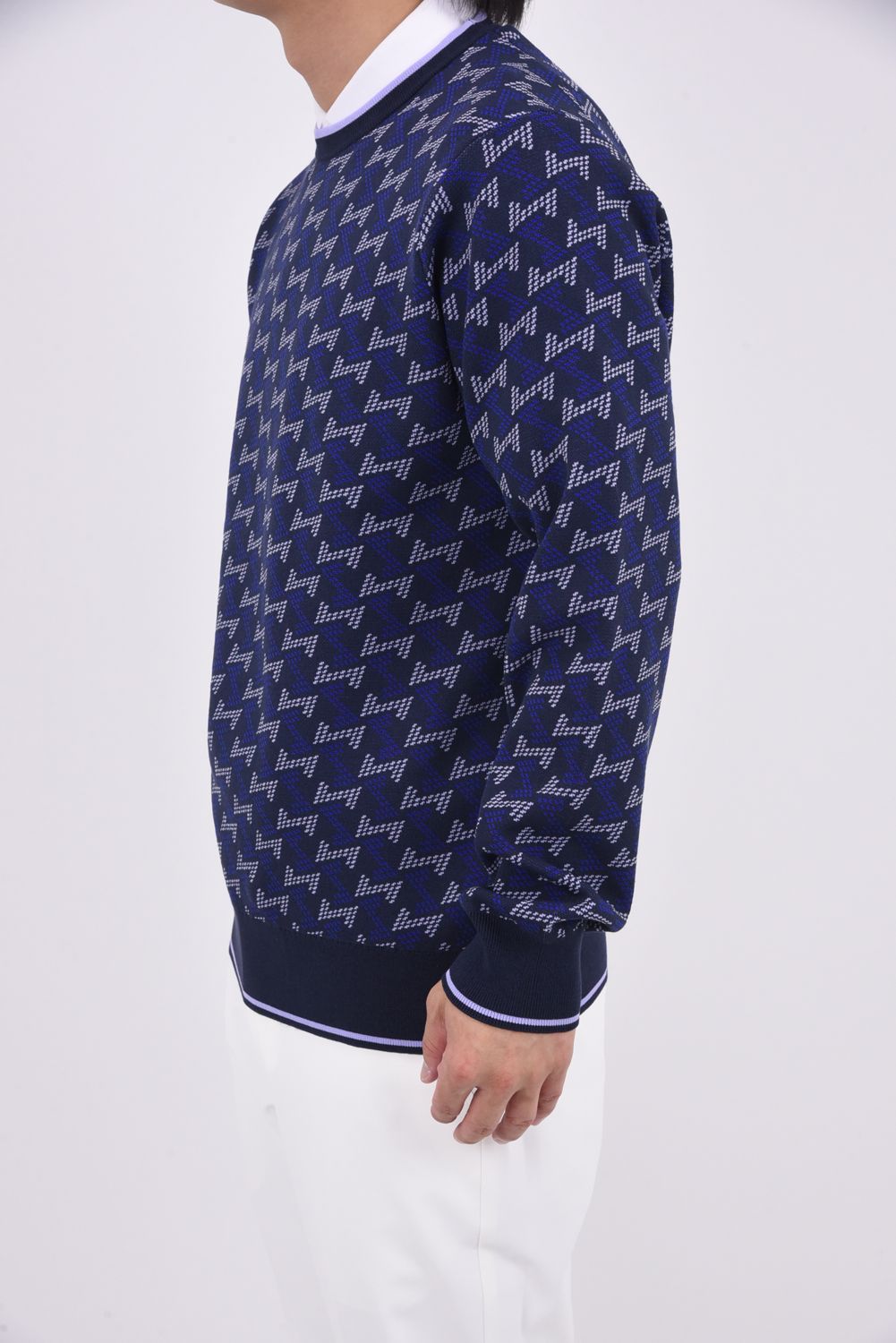 【25AW】 GM JACQUARD LIGHT KNIT / GMジャカード クルーネック ライトニット (ネイビー)*