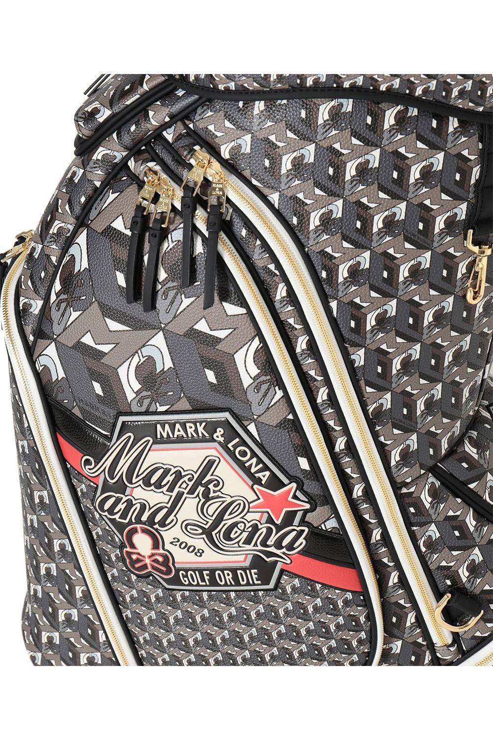 【26AW】 PRISME TOUR CADDIE BAG / 3Dキューブパターン シンセティックレザー カートタイプ キャディバッグ (ブラック)