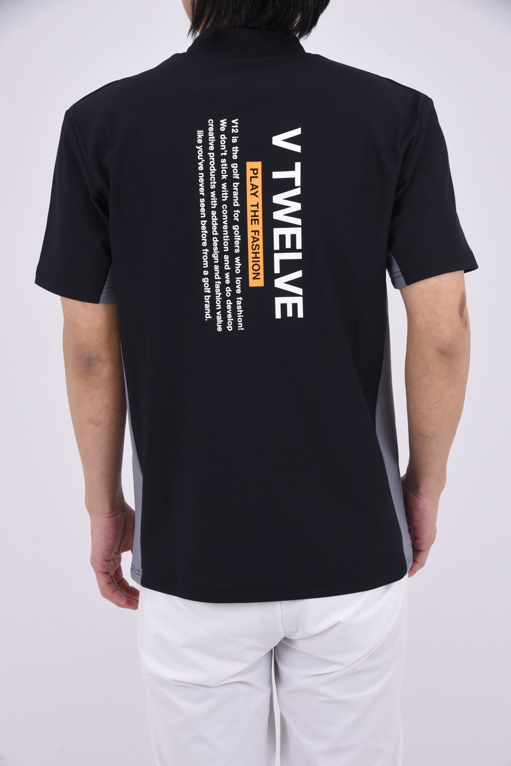 【26SS】 EXP MOCK / メッセージプリント バイカラー モックネックTシャツ (ブラック)