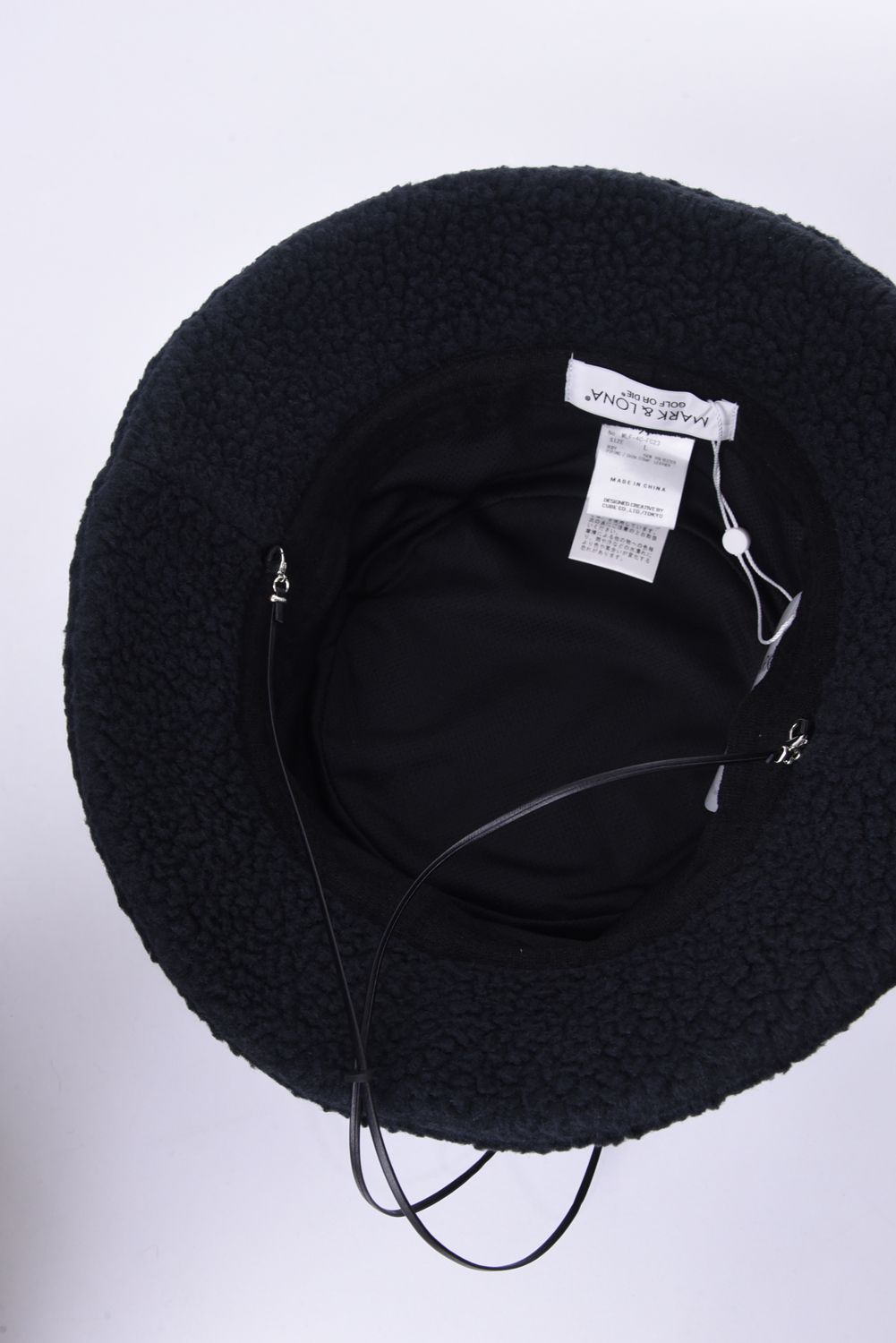 DISTORT GG BUCKET HAT / ボアフリース ドローコード付き バケットハット (ブラック)