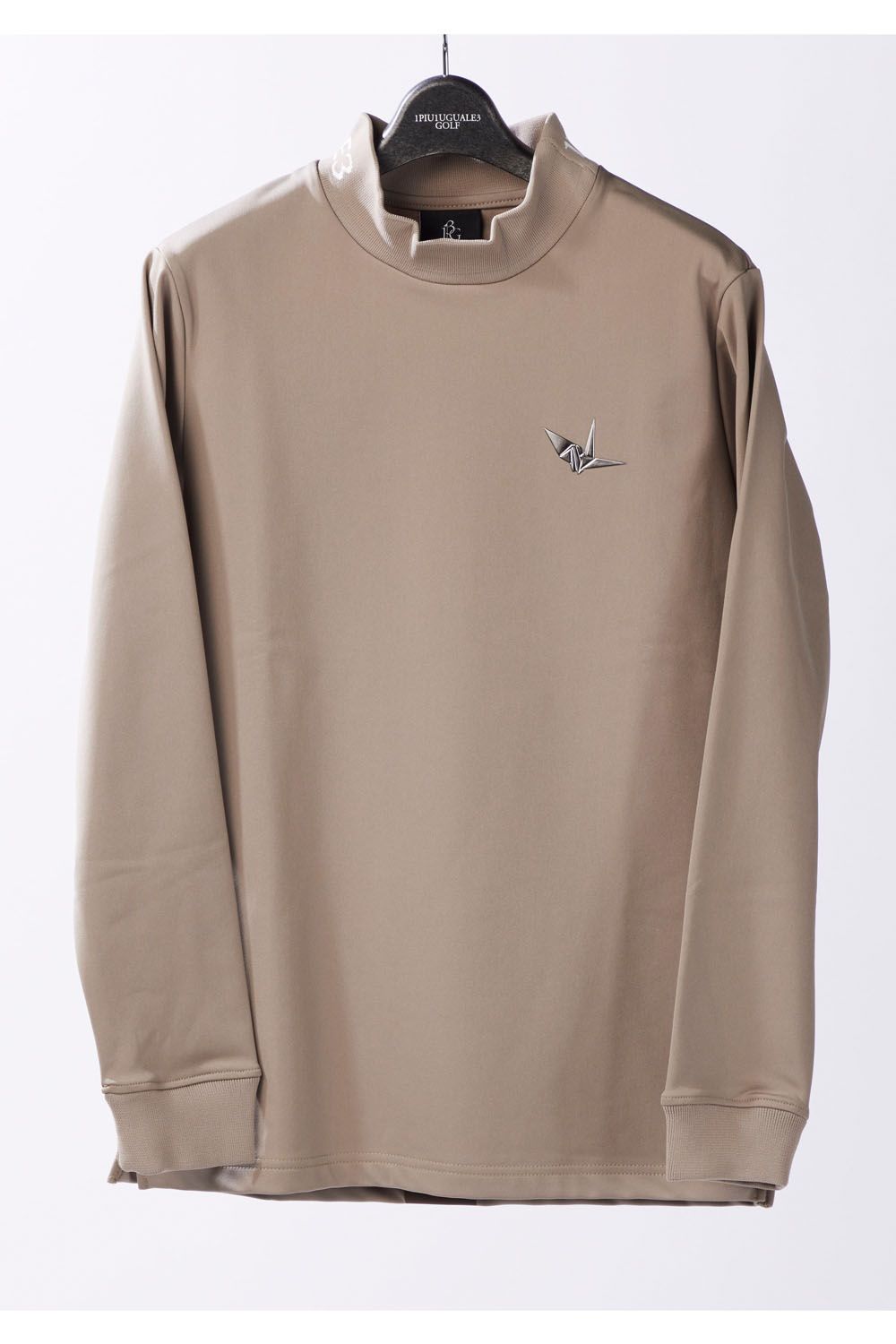 【レディース】 TAPE MOCK L/S / テープライン ロゴ ロングスリーブ モックネックTシャツ (ベージュ)