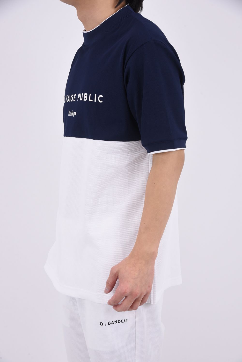 【26SS】 Kūlina Pohāpohā Bicolor Mockneck（Kolepa Stamp） / バイカラー ショートスリーブ モックネックTシャツ (ネイビー/ホワイト)