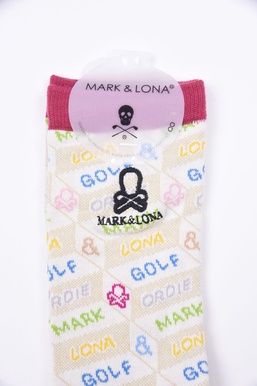 【レディース】 DÉPÊCHE COLOR BLOCK CREW SOCKS / ジオメトリックパターン ハイクルーソックス (ホワイト)