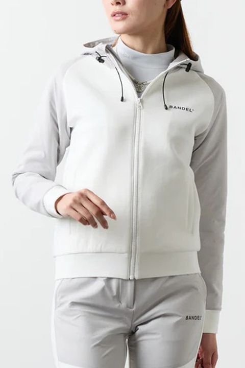 【25AW】【レディース】 SWITCH RAGLAN SLEEVE ZIP HOODIE / ボンディング素材 ラグランスリーブ ハイネックジップフーディー (ホワイト)