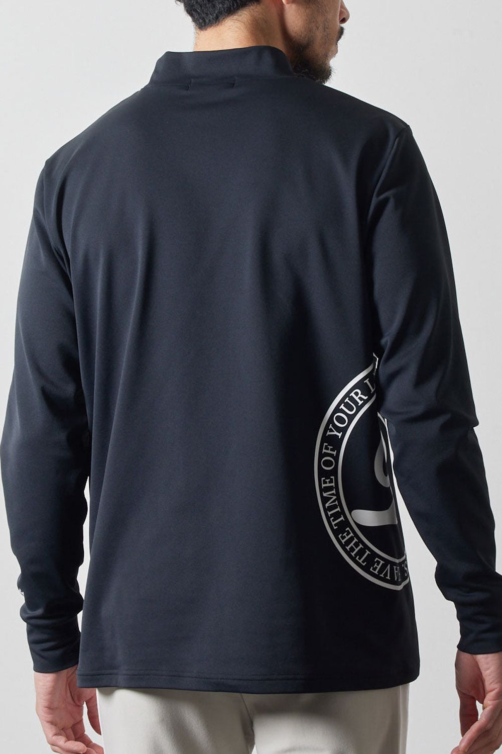 SIDE LOGO L/S MOCK NECK SHIRTS / サイドサークルロゴ ロングスリーブ モックネックシャツ (ブラック)