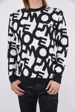 VISION JQ CREW KNIT / ヴィンテージ風グラフィック クルーネックニット ブラック