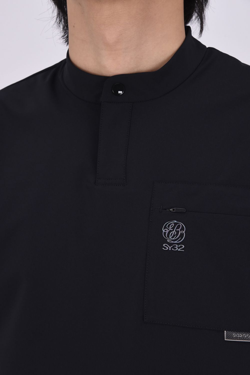 【26SS】 BOSELLI STAND COLLAR SHIRTS / スタンドカラー ポロシャツ (ブラック)