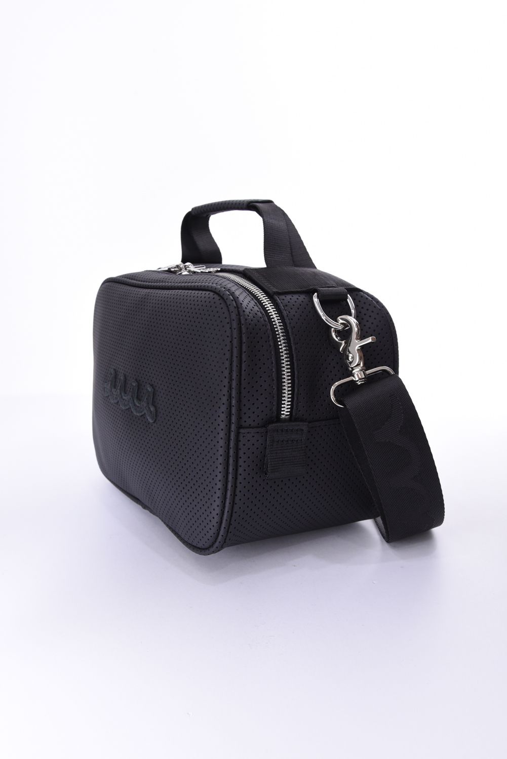 【26AW】 CONTINUA PUNCHING ETHICAL LEATHER POUCH BAG / パンチングエシカルレザー 2WAYポーチバッグ (ブラック)