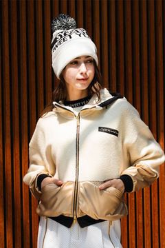 【レディース】FAKE LEATHER AND BOAFLEECE BLOUSON / フェイクレザー ボアブルゾン (ホワイト)*
