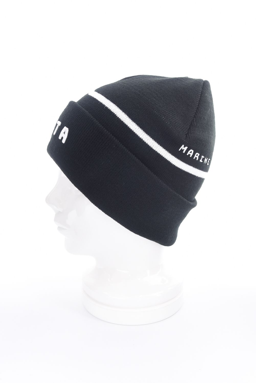 【25AW】 JACQUARD LOGO KNIT CAP / ジャカードWAVEライン ブランドロゴ ニットキャップ (ブラック)
