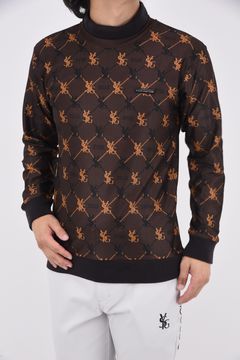 SYG MONOGRAM MOCK / ロゴモノグラム フェイクレイヤード ロングスリーブ モックネックTシャツ (ブラウン)