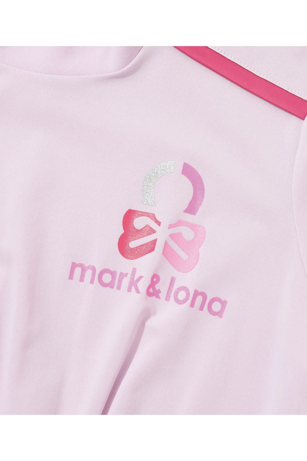 【26SS】【レディース】 ELMT SCULPTED MOCK TEE / 配色ライン ウエストギャザー 半袖モックネックTシャツ (ピンク)