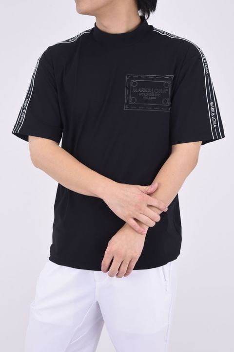 HERALD®️-FIT TEE / グログラン風テープ オーバーサイズ モックネック Tシャツ (ブラック)