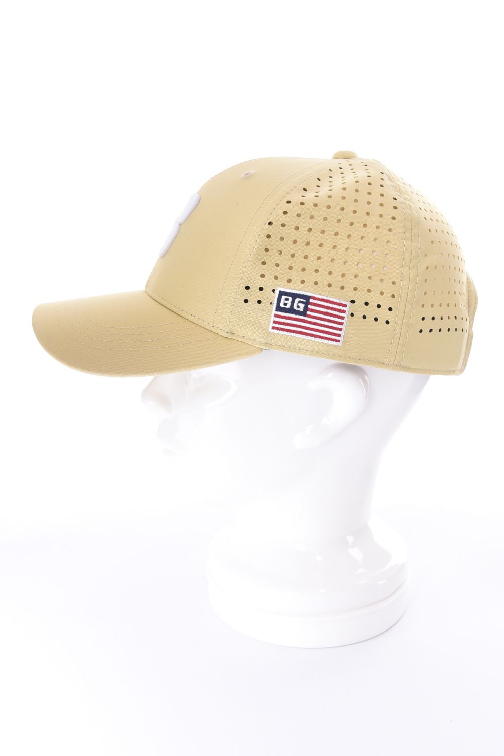【26SS】 MEN’S PUNCHING MESH INITIAL CAP / イニシャルワッペン パンチングメッシュキャップ (ベージュ)