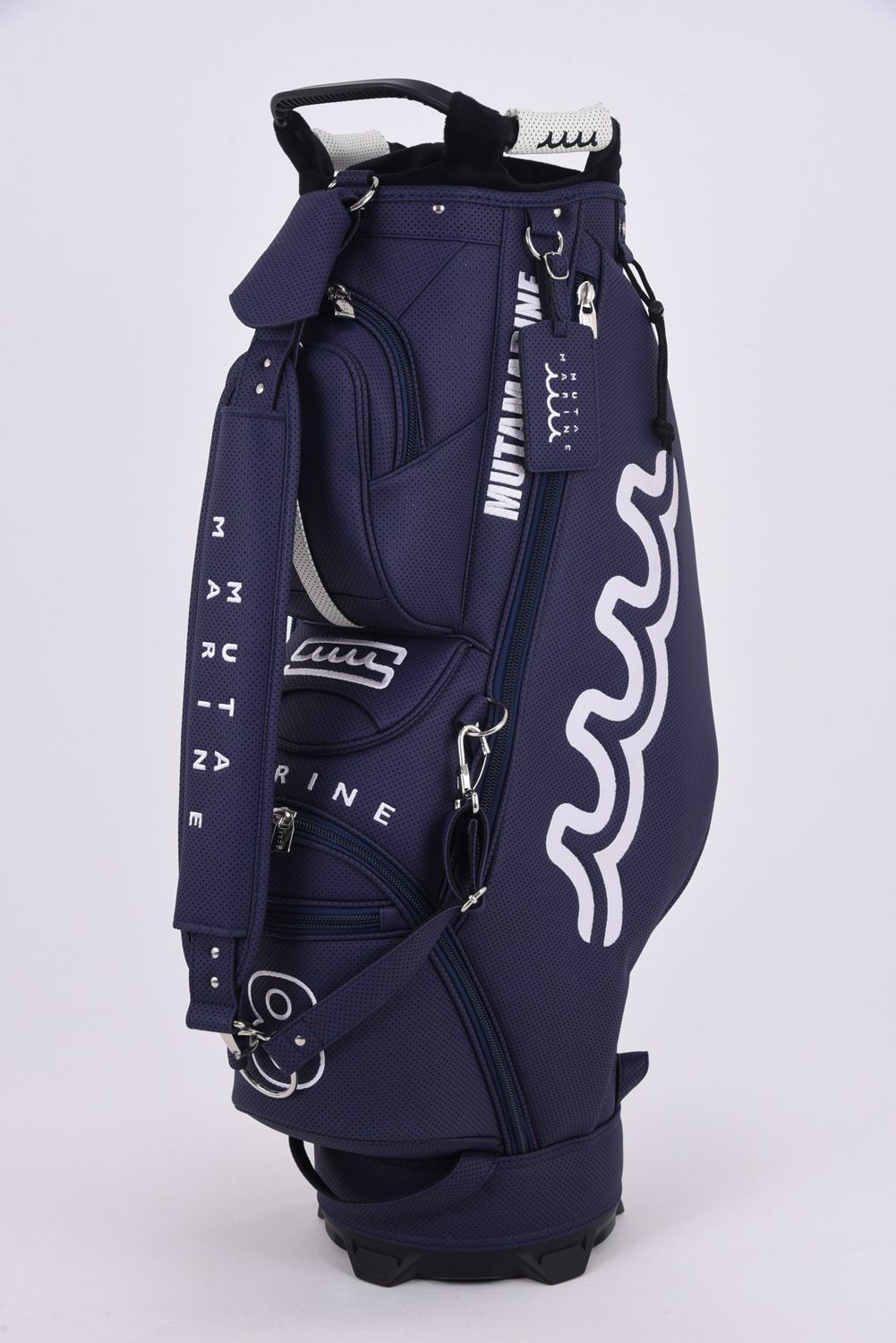 【26SS】【銀行振込・代金引換不可】【返品・交換不可】 CADDY BAG & HEAD COVER / パンチングエシカルレザー カートタイプ キャディバッグ&ヘッドカバーセット (ネイビー)