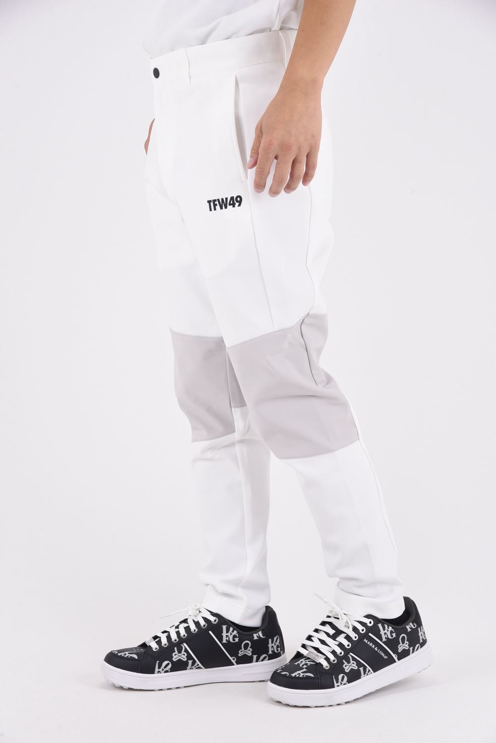 【25AW】 MULTI PURPOSE BLOUSON / ダンボール素材 異素材切り替え ストレッチロングパンツ (ホワイト/ライトグレー)