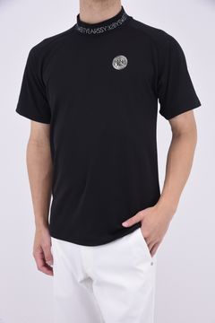HONEYCOMB THERMOREGULATION MOCK / ワンポイントロゴ ハニカム ドライタッチ モックネック Tシャツ (ブラック)