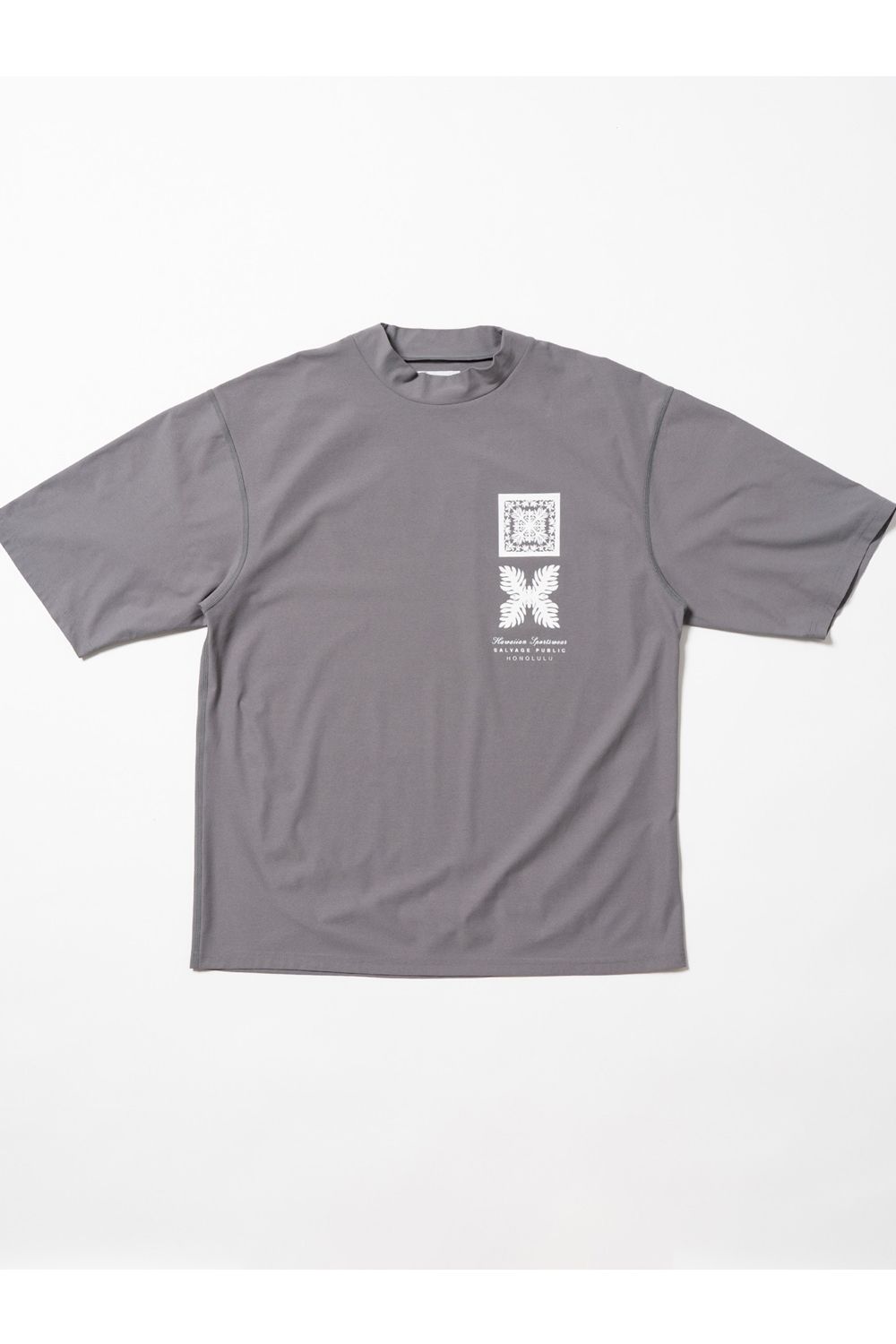 【2026SS】 SURF Mockneck S/S(Nalu＆Turf) / NALU＆TURFプリント モックネックTシャツ (グレー) (4月入荷予定)