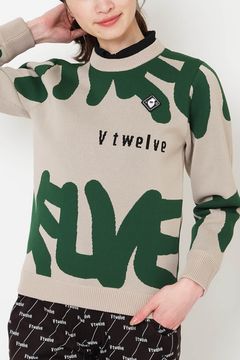 【25AW】【レディース】 GRAFT KNIT / グラフィティロゴ クルーネックニット （ベージュ)