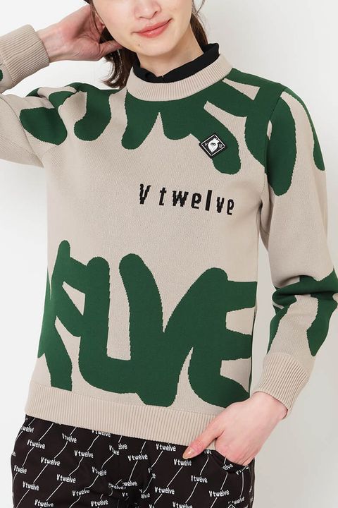 【25AW】【レディース】 GRAFT KNIT / グラフィティロゴ クルーネックニット （ベージュ)