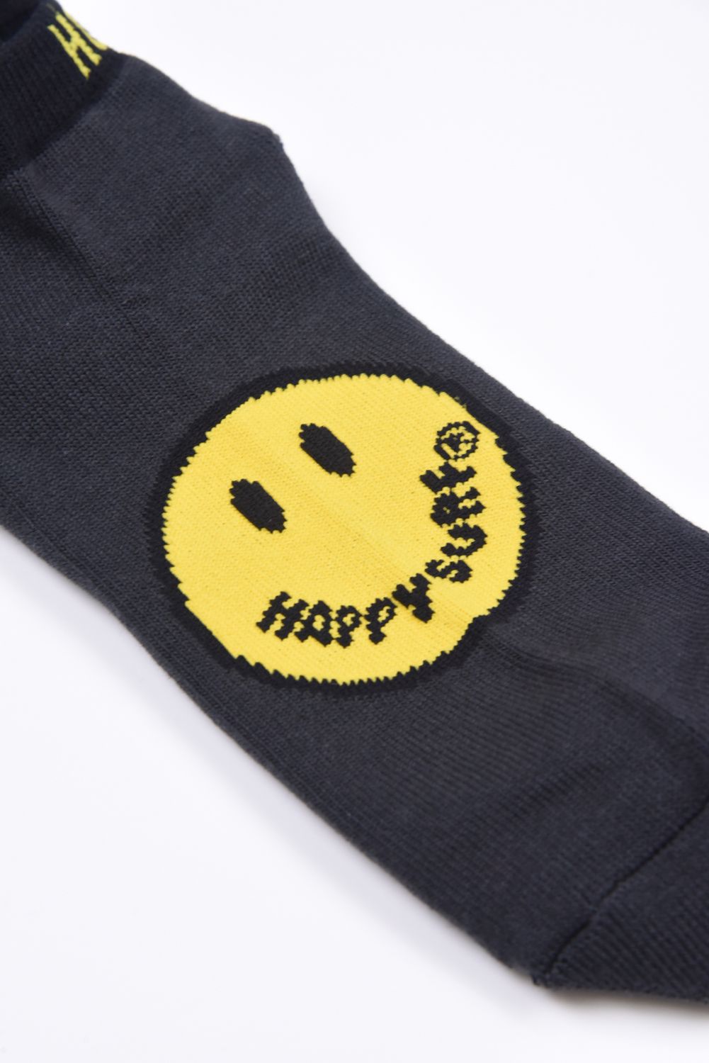HAPPY SURF CUSHION SOCKS / HAPPY SURFロゴ アングルソックス ブラック