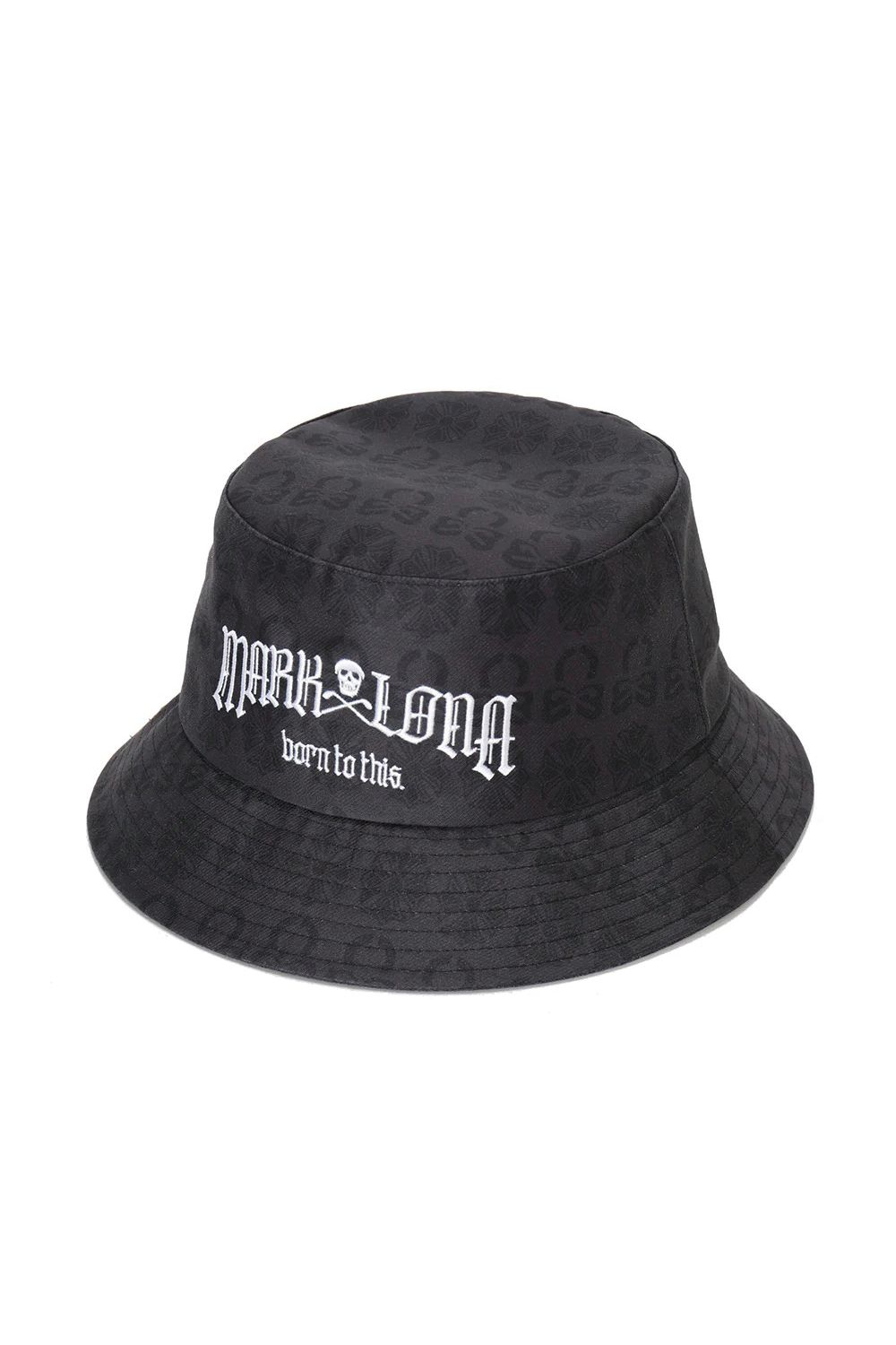 【26AW】 FRACTUR MONOGRAM BUCKET HAT / ブラックレターフォントロゴ エレメントスカル総柄 バケットハット (ブラック)