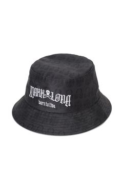 【26AW】 FRACTUR MONOGRAM BUCKET HAT / ブラックレターフォントロゴ エレメントスカル総柄 バケットハット (ブラック)