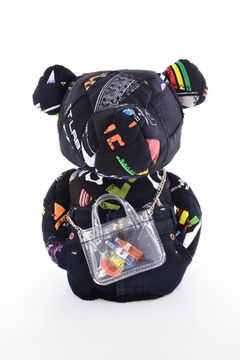 【2026 TOUMEI SERIES】 ZZ26-BA02 / Tシャツリメイク パッチワーク ベアーモチーフ ドライバーカバー (マーカー付き) (ブラック)