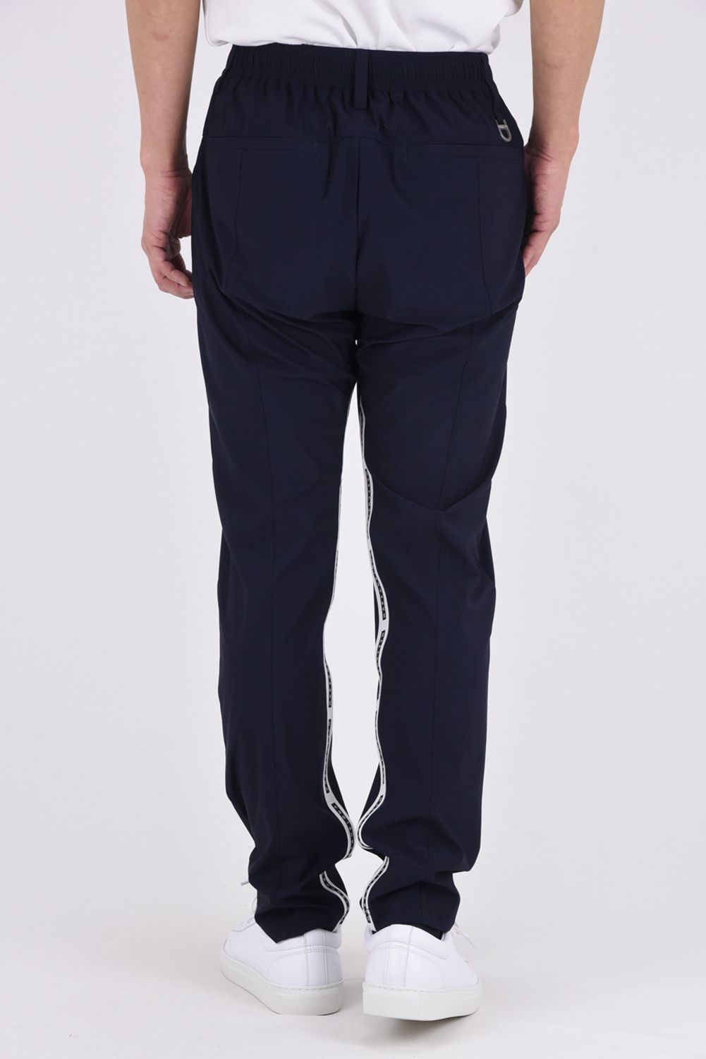 【26SS】【CODE COLLECTION】 THPT / ストレッチナイロンタフタ ジャカードテープ テーパードパンツ (ネイビー)