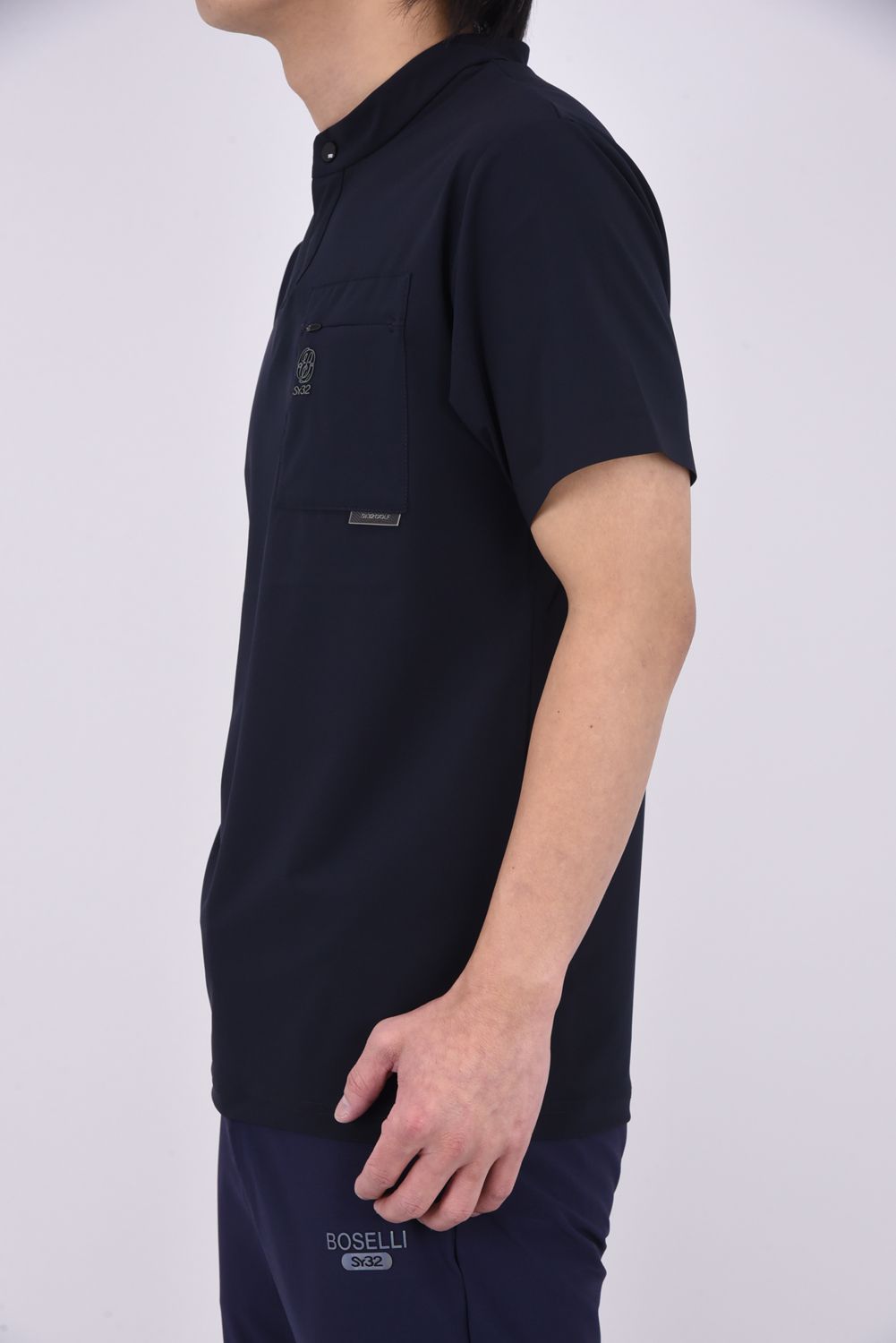 【26SS】 BOSELLI STAND COLLAR SHIRTS / スタンドカラー ポロシャツ (ネイビー)