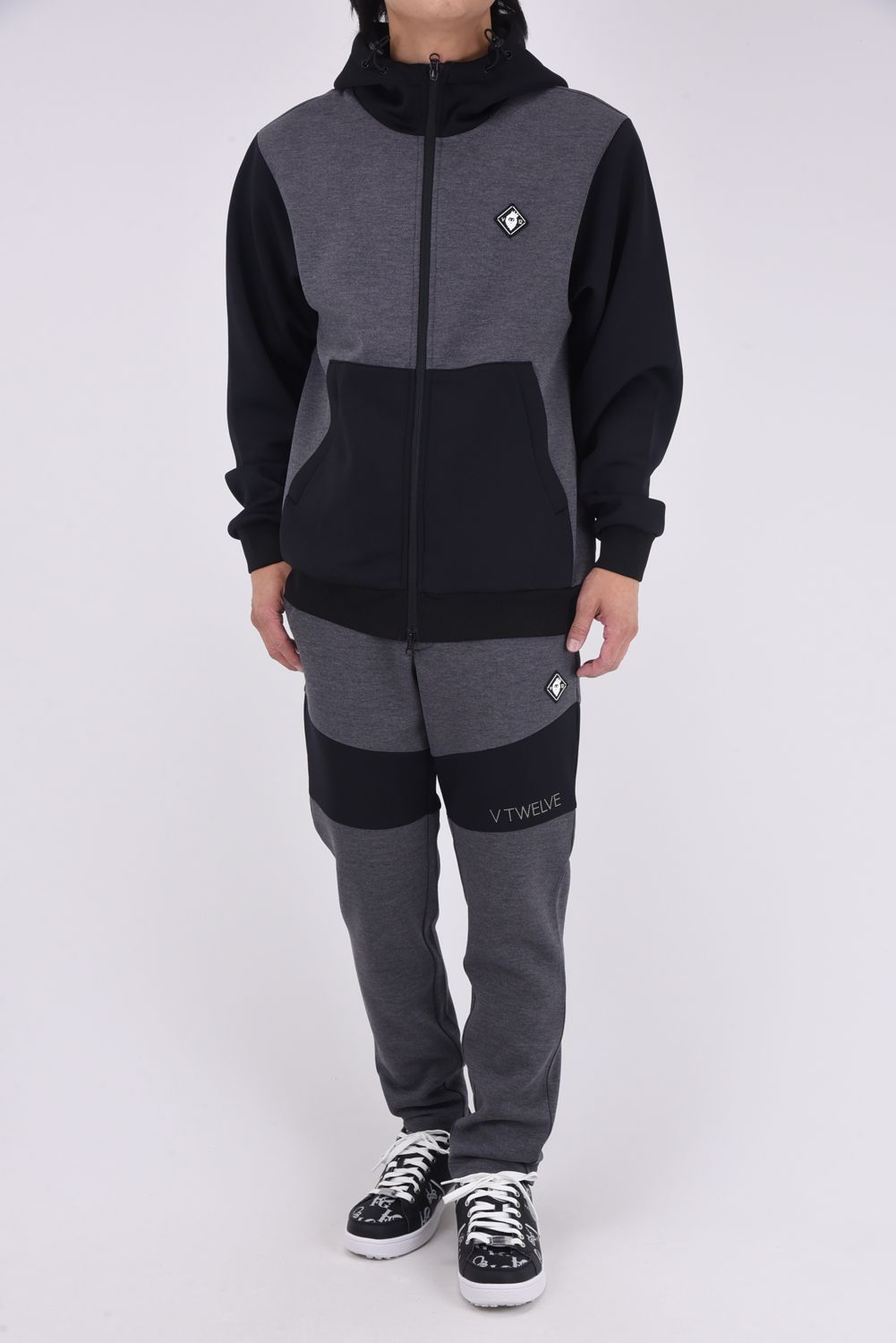 【25AW】 SW HC PARKA / ツートーン 異素材切り替え フルジップパーカー (ブラック)
