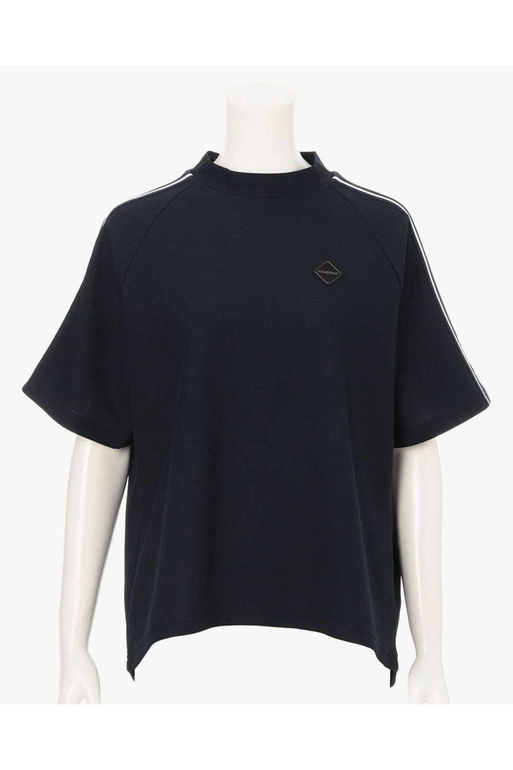 【26SS】【レディース】 WOMEN’S LINE HIGHNECK RF / カノコ生地 ラインロゴテープ リラックスフィット モックネックTシャツ (ネイビー)