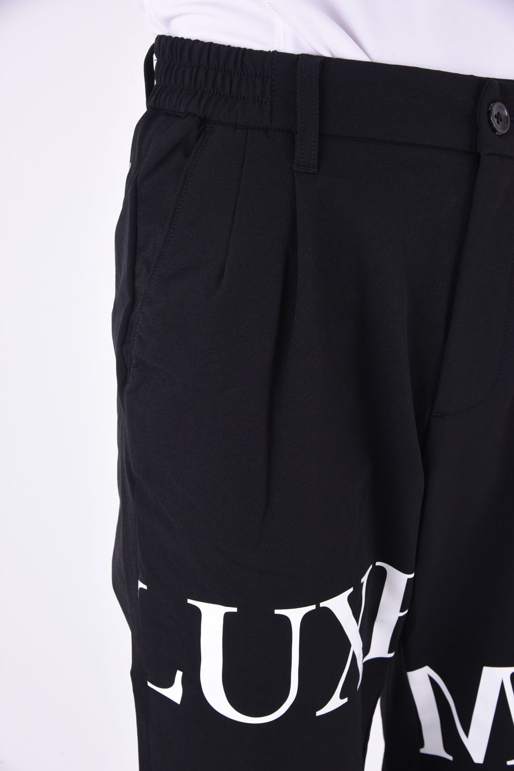 SOFT SHELL BRUSHED PANTS / 裏起毛 ロゴ ソフトパンツ (ブラック)