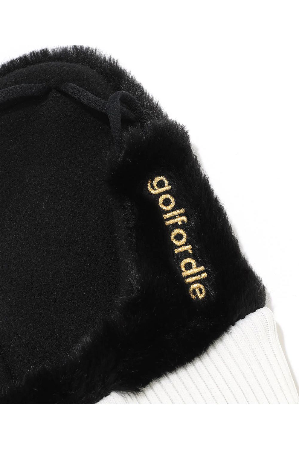 SYNK COZY HAND WARMERS / エコファー チャーム付き 手甲型グローブ (ブラック)