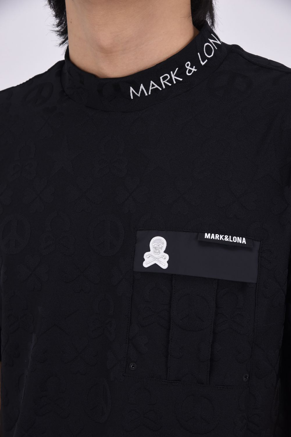 【26SS】 IMPERIAL JACQUARD MOCK TEE / モノグラムパターンジャカード パッチポケット モックネックTシャツ (ブラック)