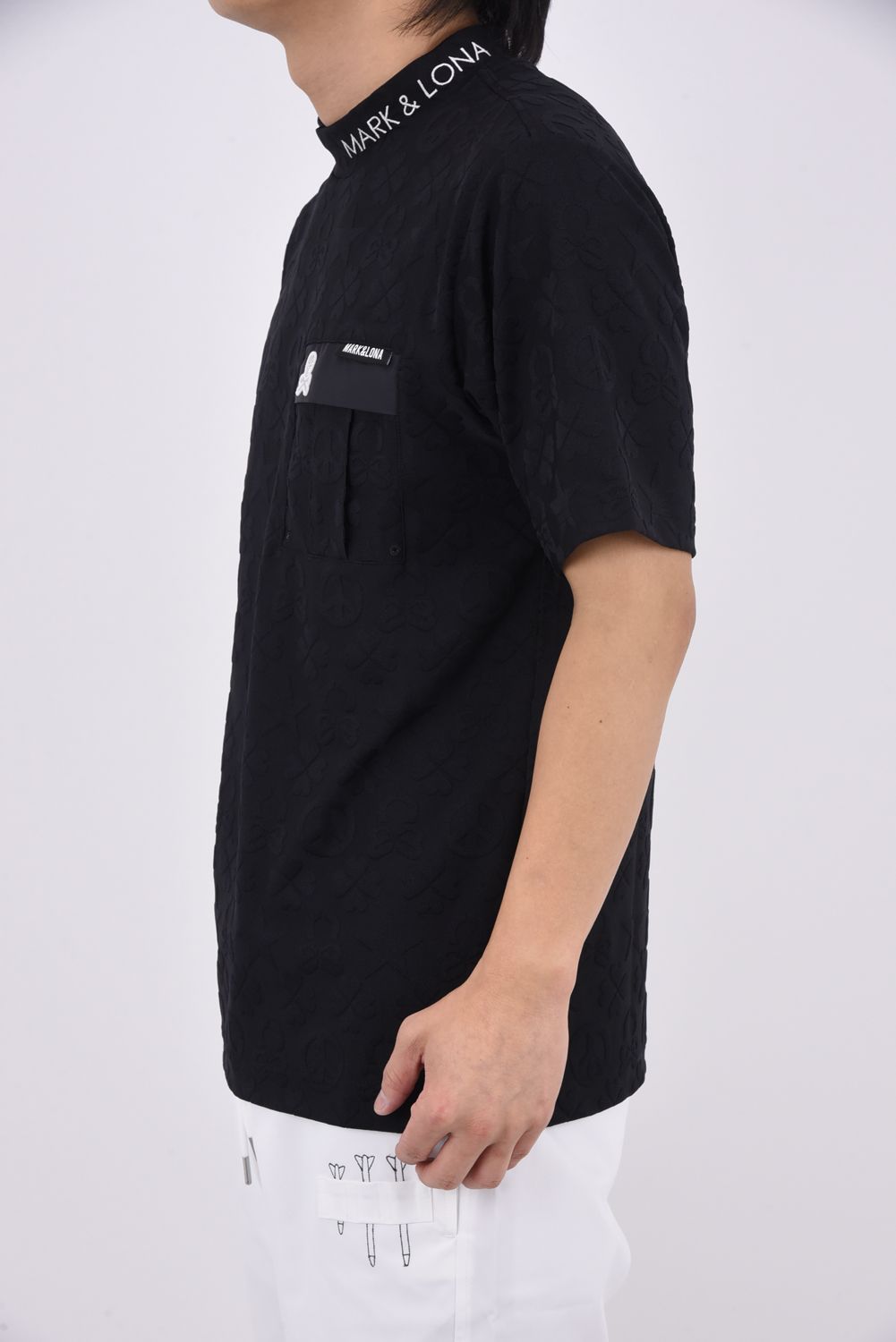 【26SS】 IMPERIAL JACQUARD MOCK TEE / モノグラムパターンジャカード パッチポケット モックネックTシャツ (ブラック)