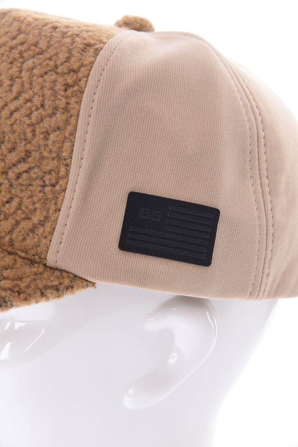 MEN’S WOOL BOA CAP / ウール混 ダイヤモンドロゴ ボアキャップ (ベージュ)