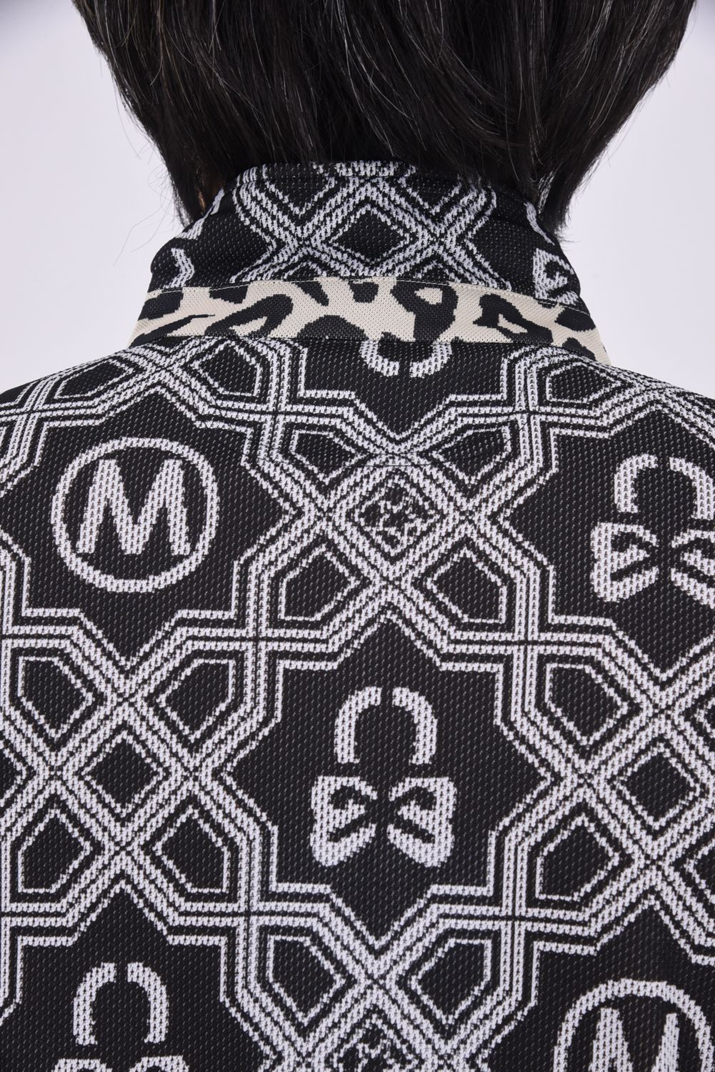 【26SS】 DOMINANT MESH SHIRT / ジオメトリックパターン総柄 ジャパンメイド メッシュポロシャツ (ブラック)