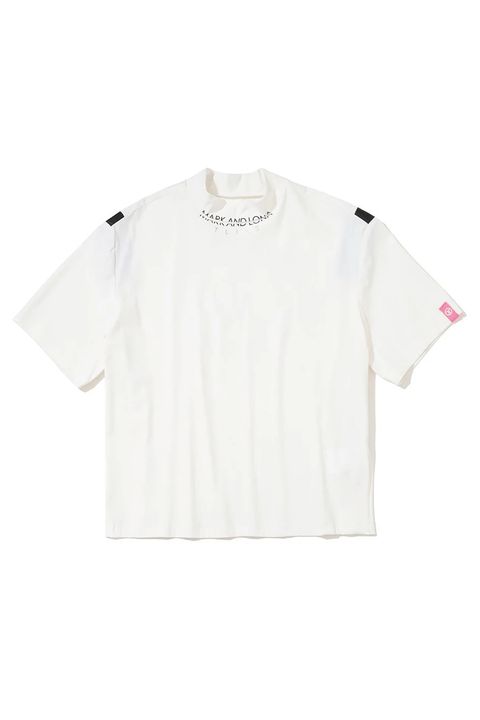 【26SS】【レディース】【T-LINE】 ACCORD VENT MOCK TEE / モノトーン ナイロントリコット パンチングロゴ モックネックTシャツ (ホワイト)
