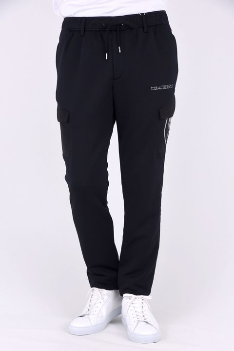 FLOW MLT POCKET PANTS / ML-TECHシリーズ リラックスフィットシルエット バイカラーイージーパンツ (ブラック)
