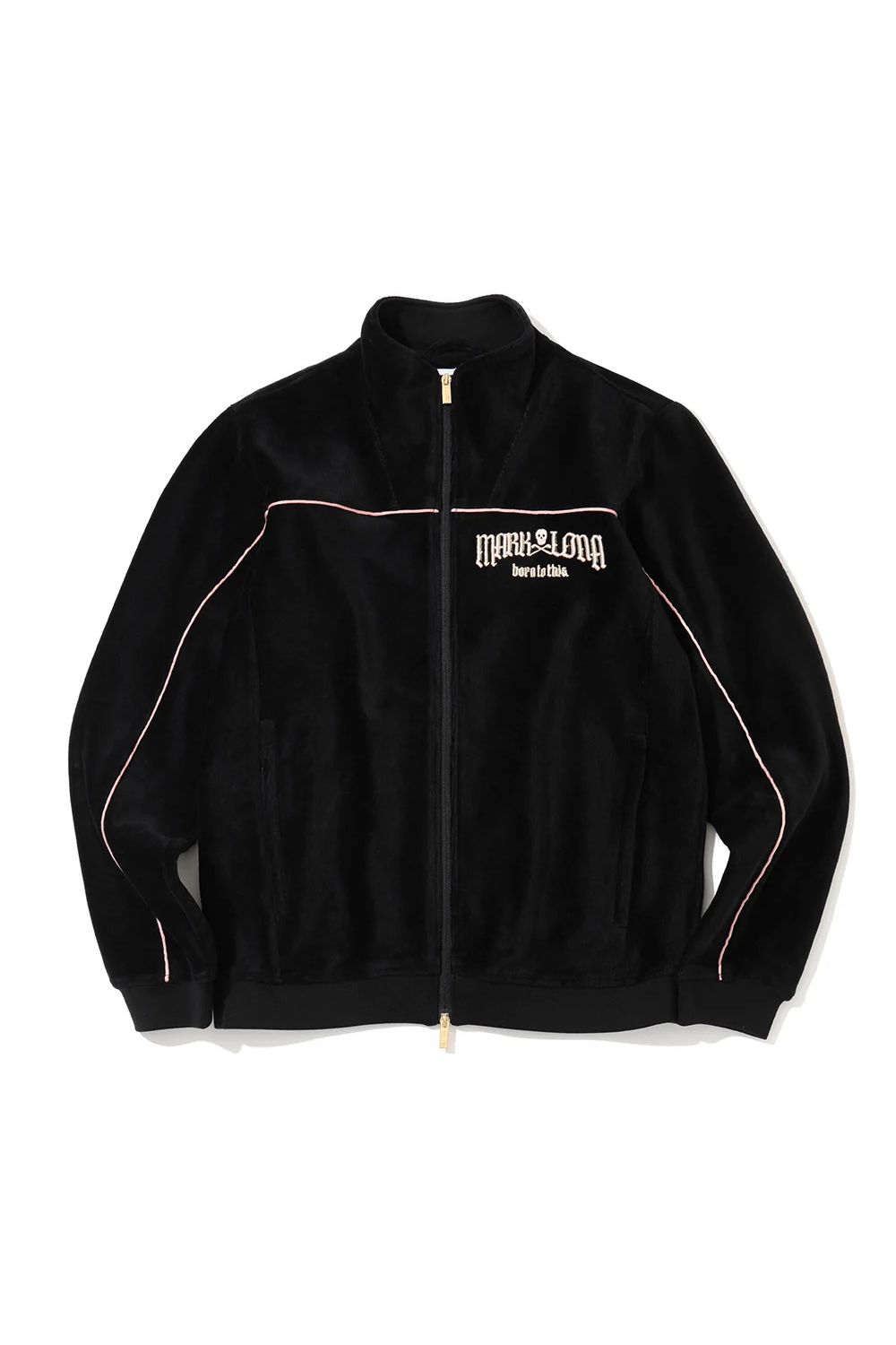 【26AW】 FRAKTUR CORDUROY JERSEY JACKET / コーデュロイ ラインストーン 金刺繍ロゴ トラックジャケット (ブラック) (10月7日入荷予定)