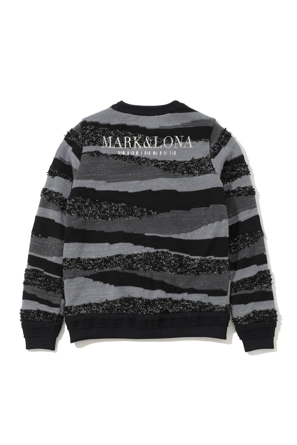 【25AW】【CODE COLLECTION】【レディース】 SDCK / サンドアート調ボーダー クルーネック ニットプルオーバー (ブラック)