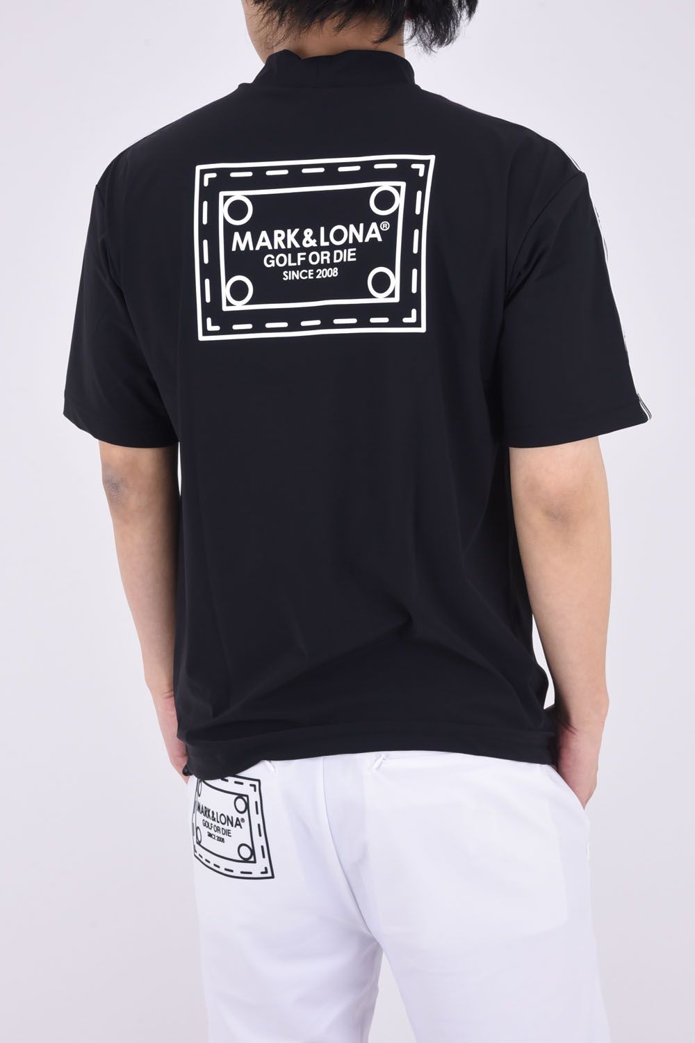 HERALD®️-FIT TEE / グログラン風テープ オーバーサイズ モックネック Tシャツ (ブラック)