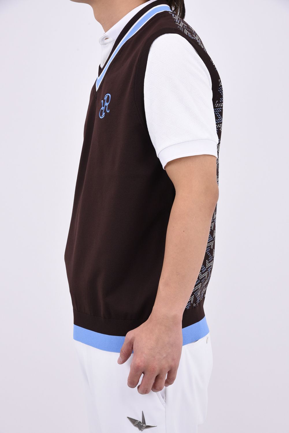 【26AW】 HALF GM V KNIT VEST / バックシャンデザイン Vネック ニットベスト (ブラウン)*
